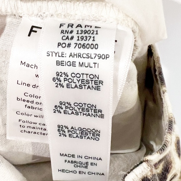 FRAME Denim Ali High Rise Cigarette Leopard Print Beige Multi Jeans Size 27 - Picture 11 of 11